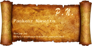 Paskesz Nanetta névjegykártya